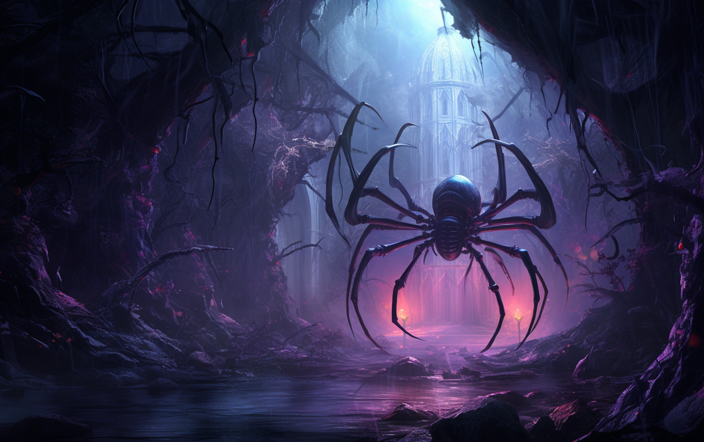 Dreamlike spiders in James Paick style