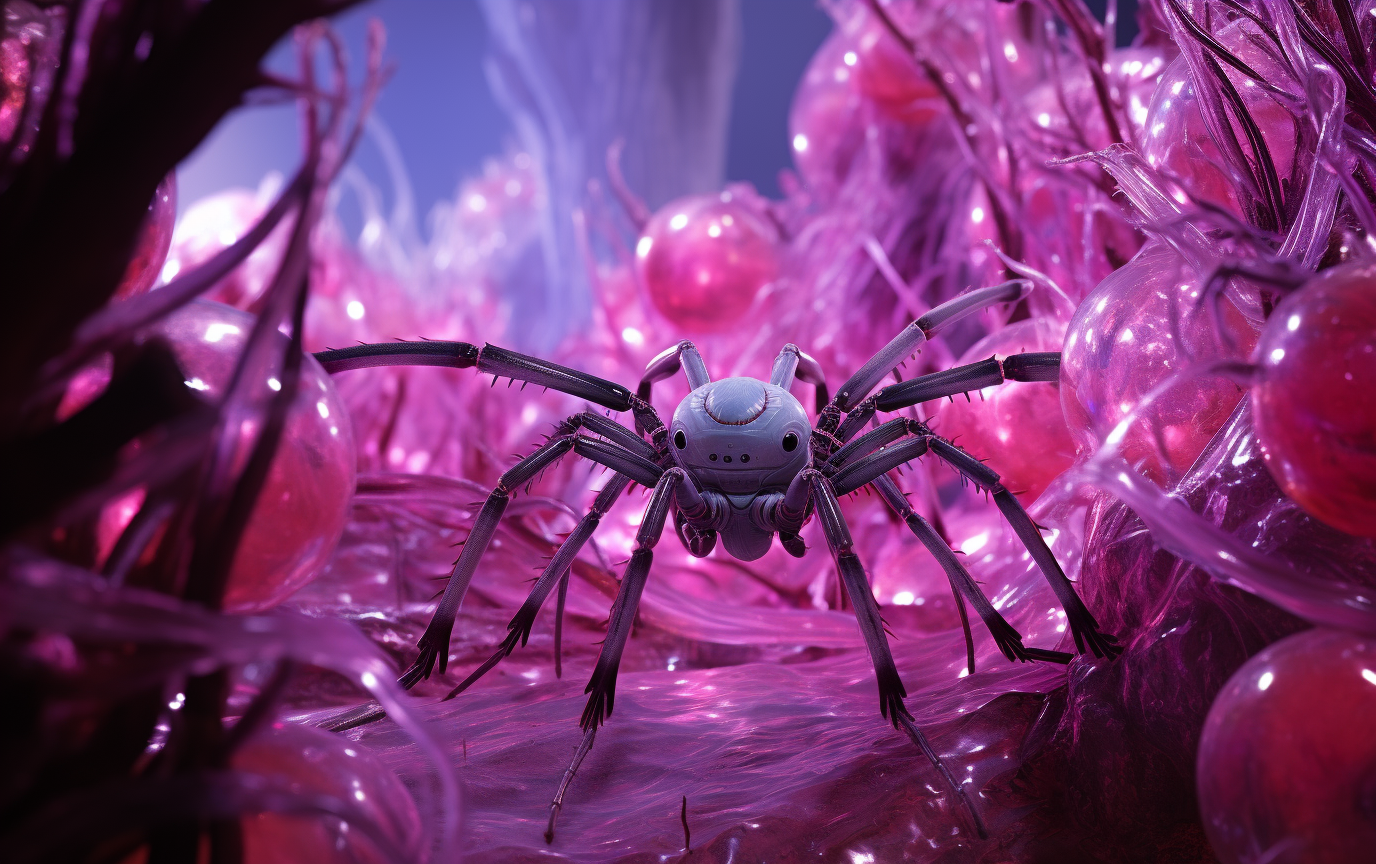 Glamorous Hayao Miyazaki-inspired dreamlike spiders