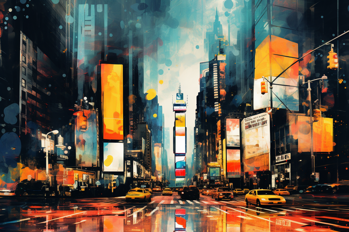 Vibrant surreal New York City artwork