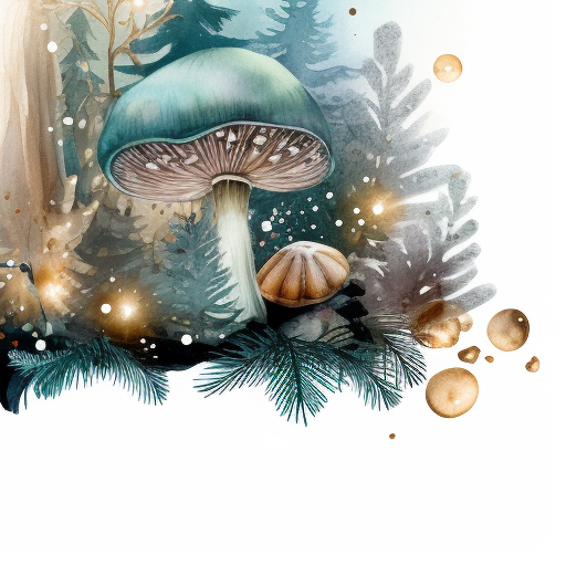 Dreamy Christmas mushroom scene illustration