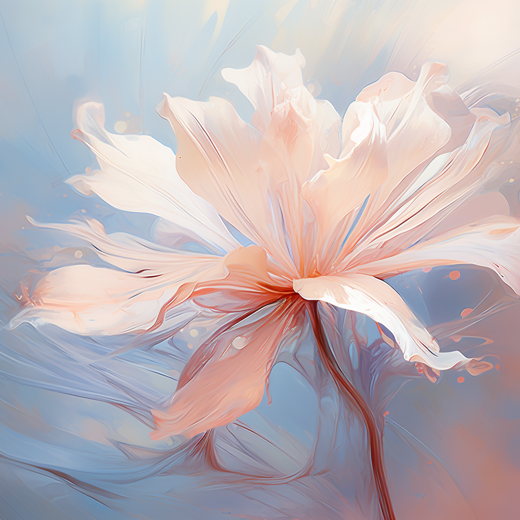 blooming flower oil painting soft hues