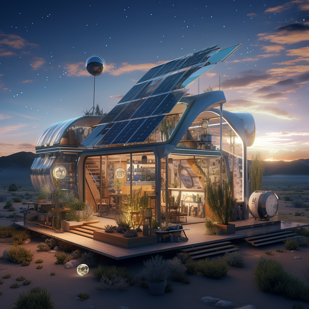 Solar energy house in dreamy techy look