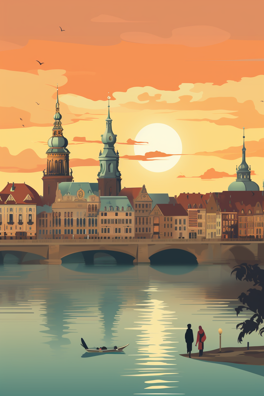 Dresden cityscape in vector art