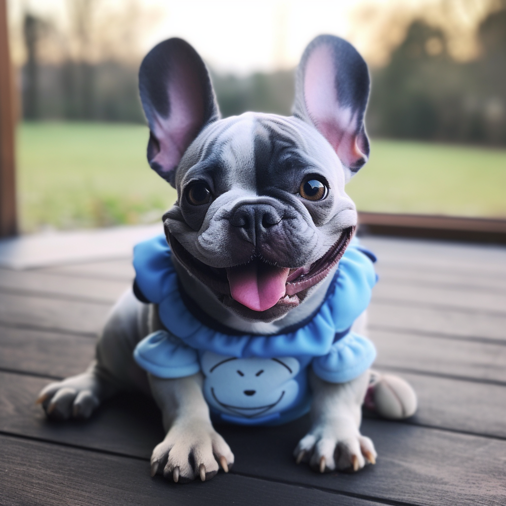 French Bulldog dressed as Stitch