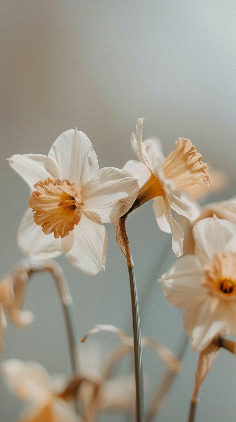 dried daffodils on clear background