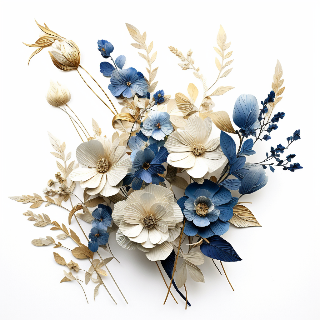 Beautiful dried florals on white background