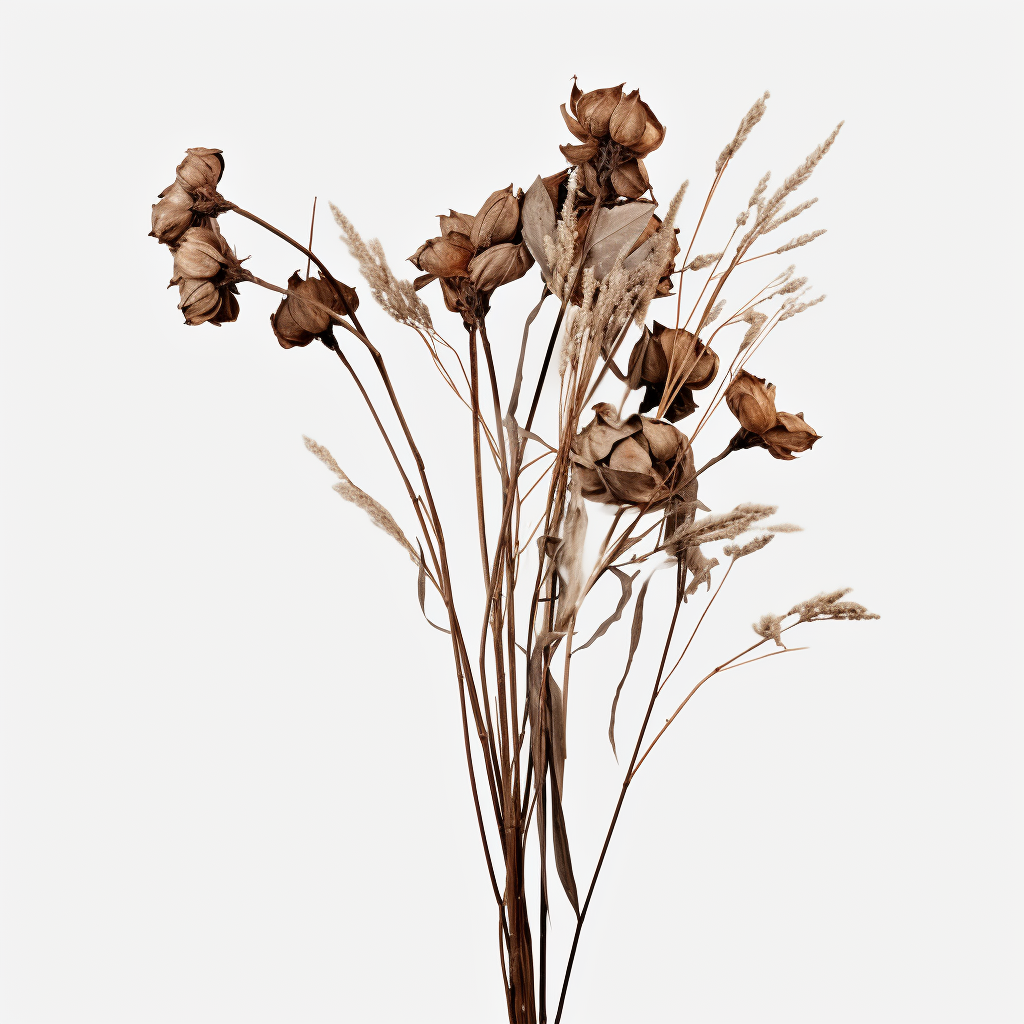 Dried Flowers on Gray Background