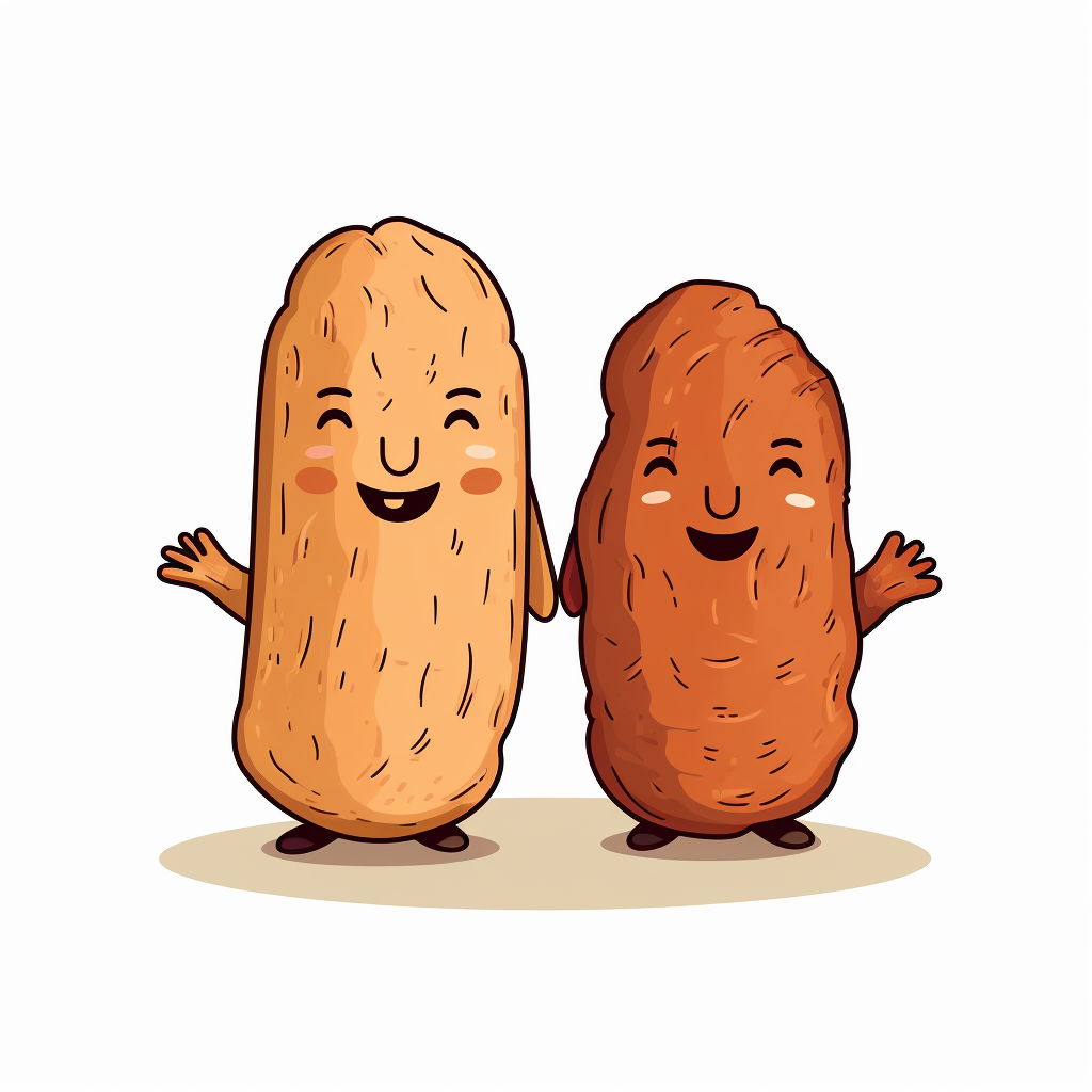 Cute hand-drawn dried sweet potatoes