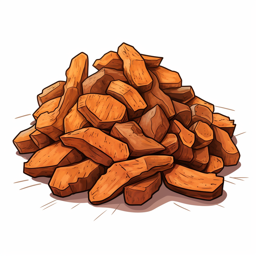 Hand-drawn cartoon of dried sweet potato