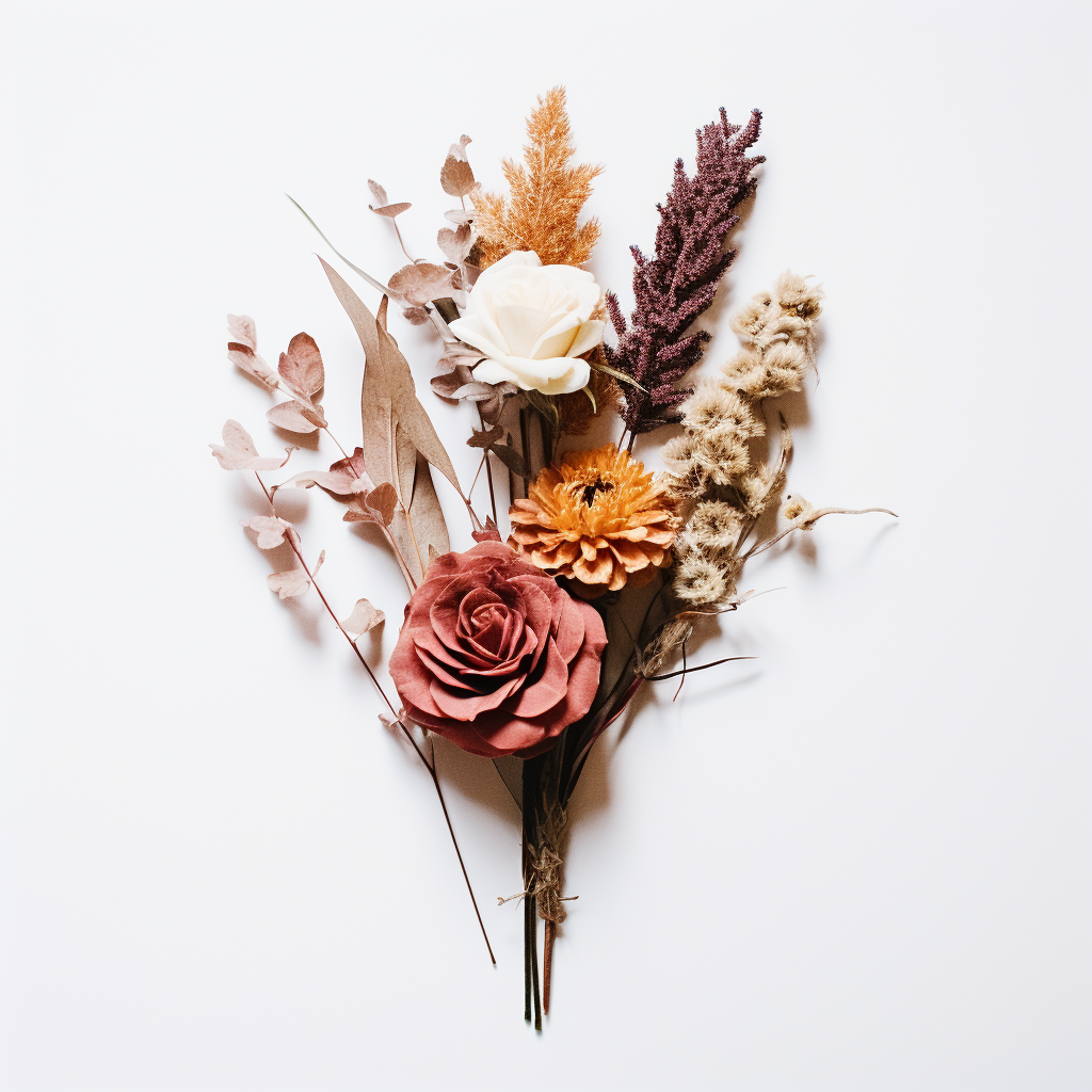 Beautiful dried flowers on white background