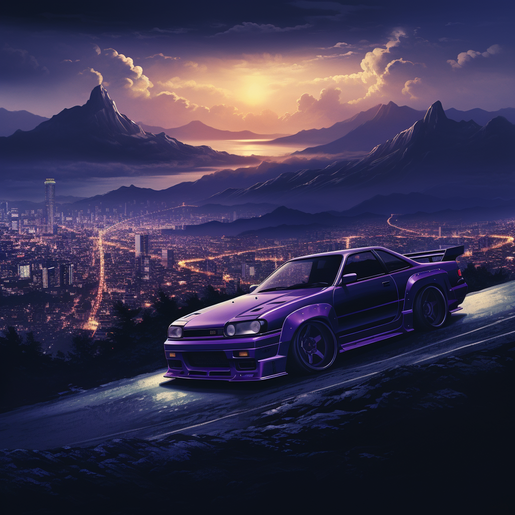 Midnight Purple Nissan Silvia Drifting on Tokyo Mountain