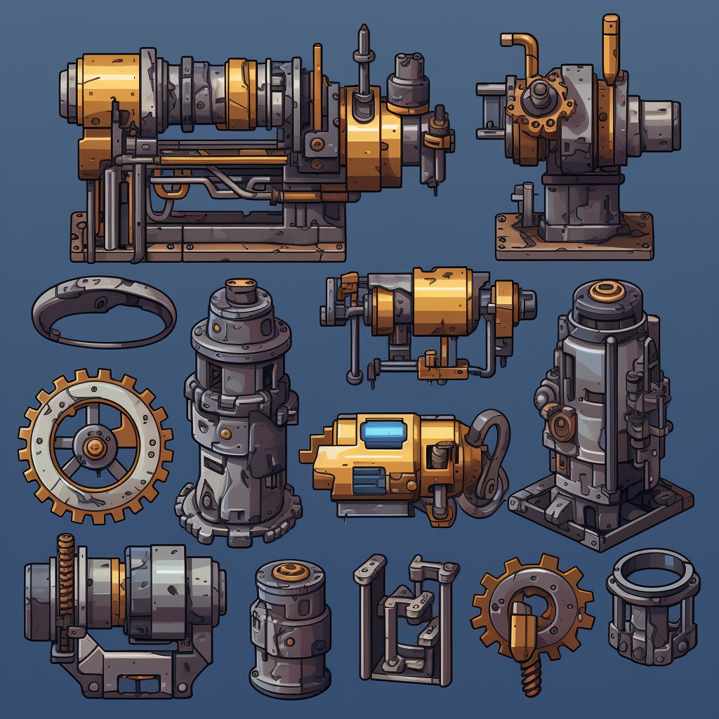 Drilling Machine Chip Set in Retro RPG Maker Art