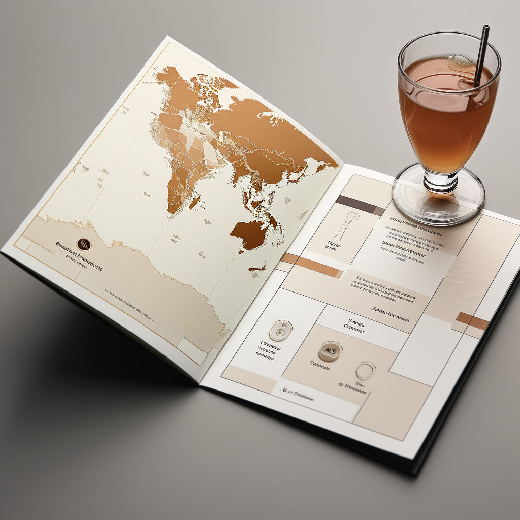Stylish drinks menu cover with vintage map and crossroads