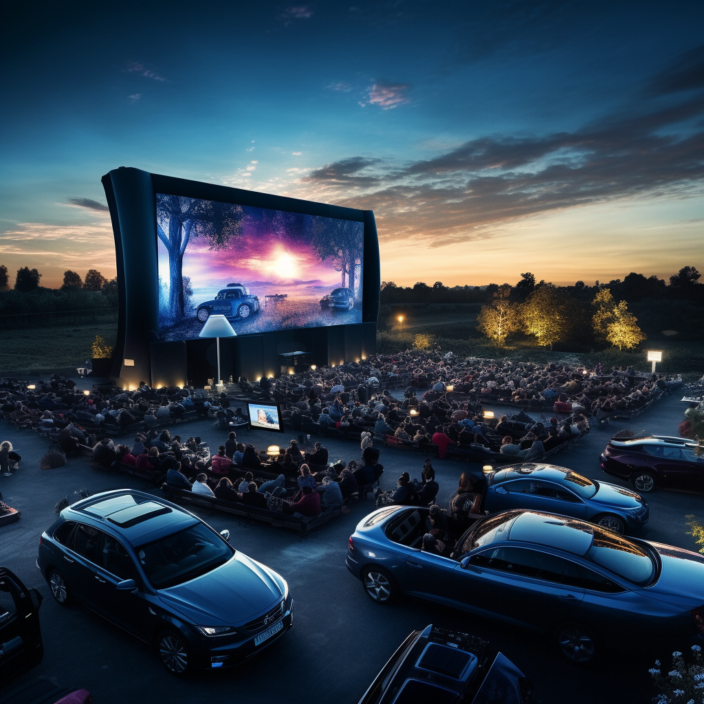 Sparking car aerial at drive-in cinema