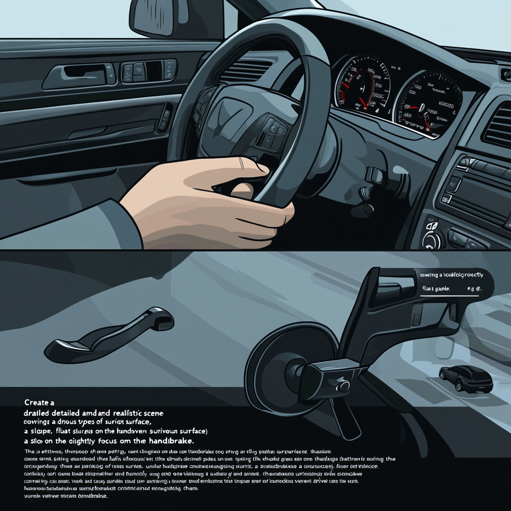 Driver using handbrake while parking