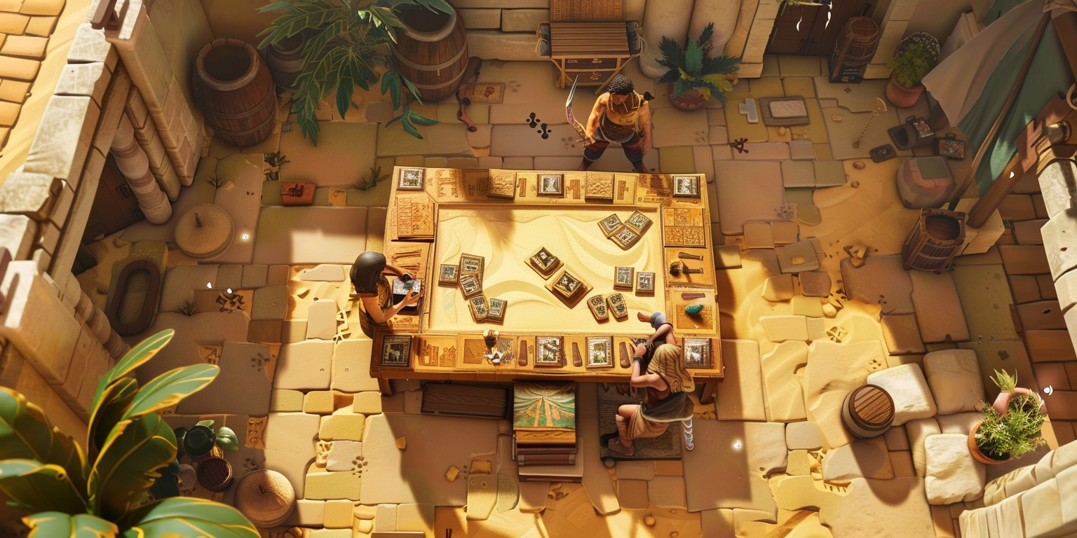 Players playing board game drone shot