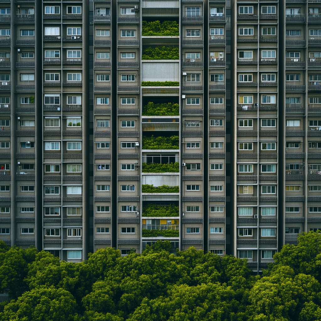 Drone Photo of Green Apartment Building