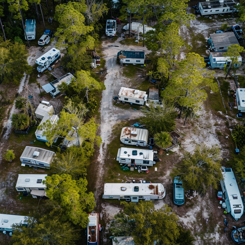 Drone photo of trailer park