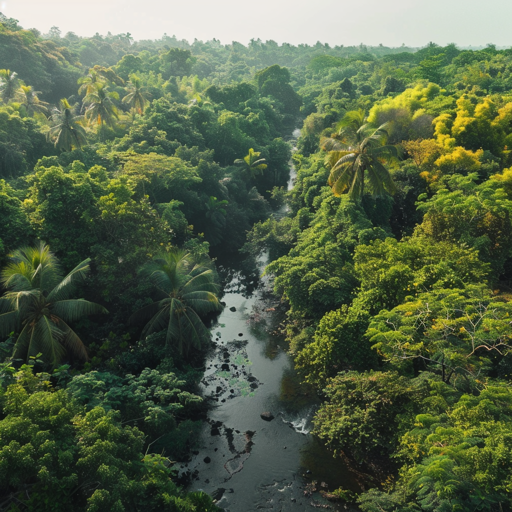 Lush Indian Jungle Drone Shot