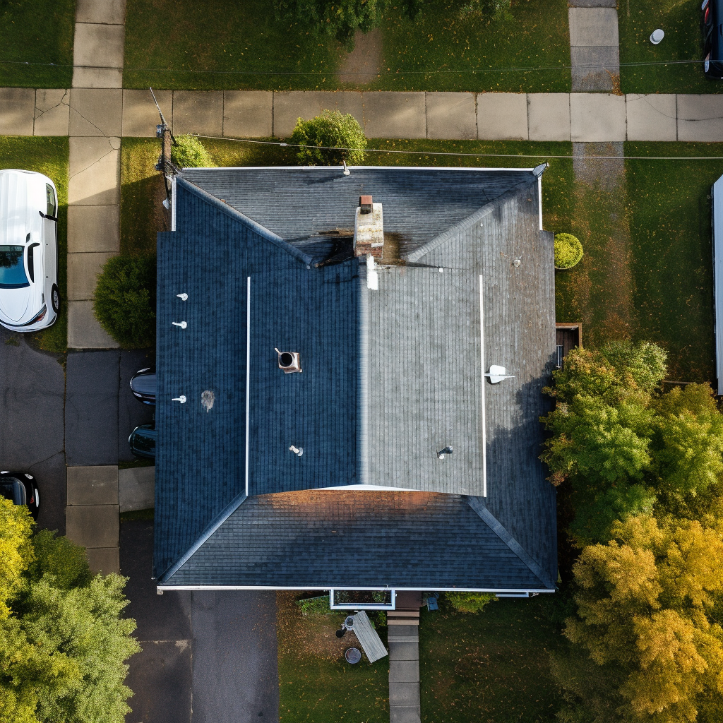 Aerial view of house rooftop