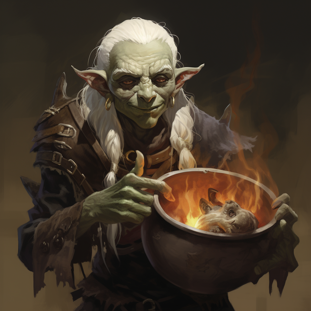 Drow Elf Holding Bound Goblin