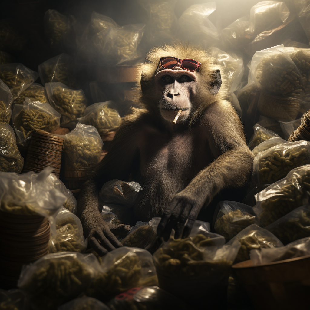 Monkeys detecting drugs at a festival