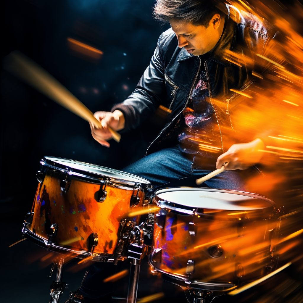 Drummer with Motion Blur Drumstick