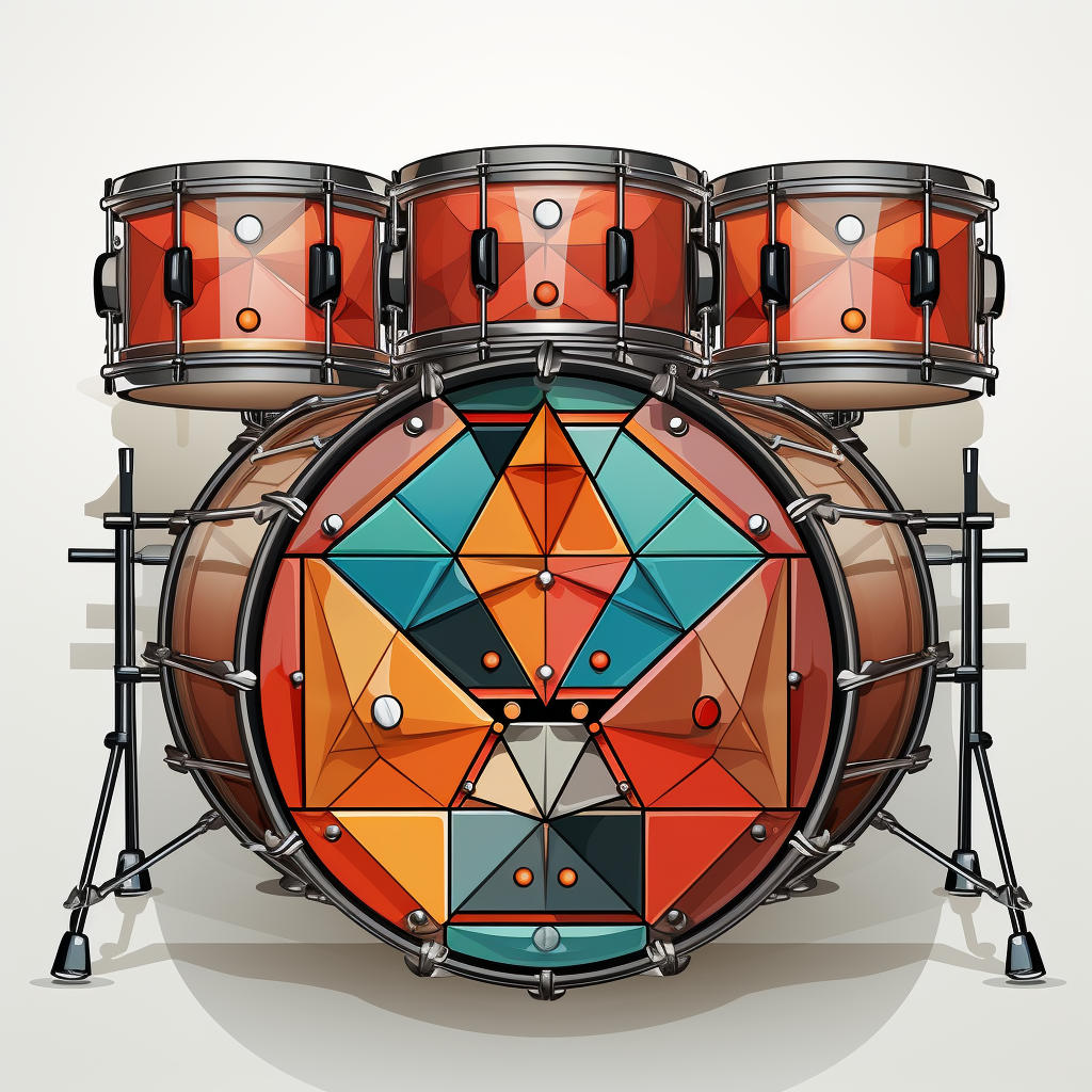 Geometric drums sticker on white background