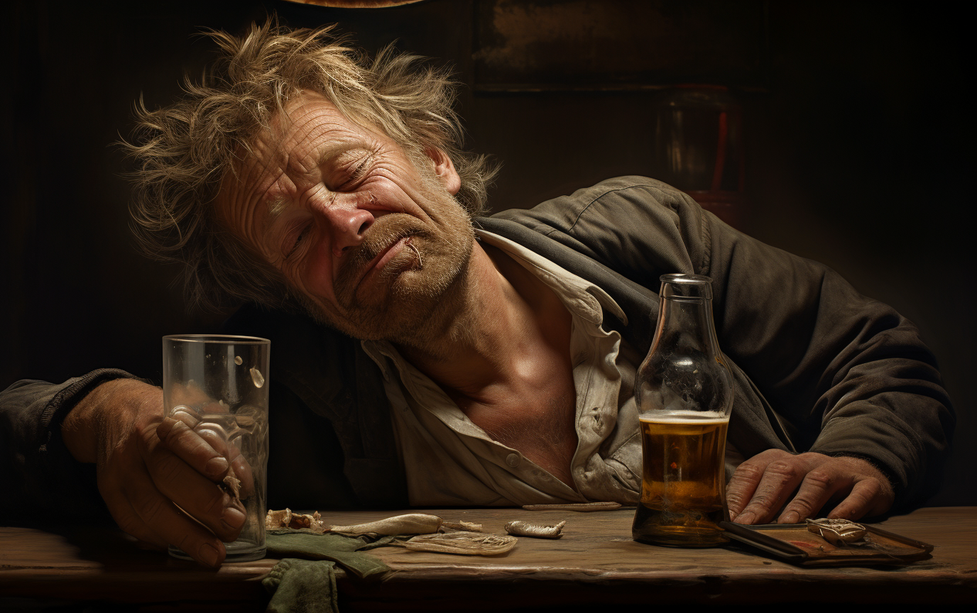 Realistic image of a drunk man