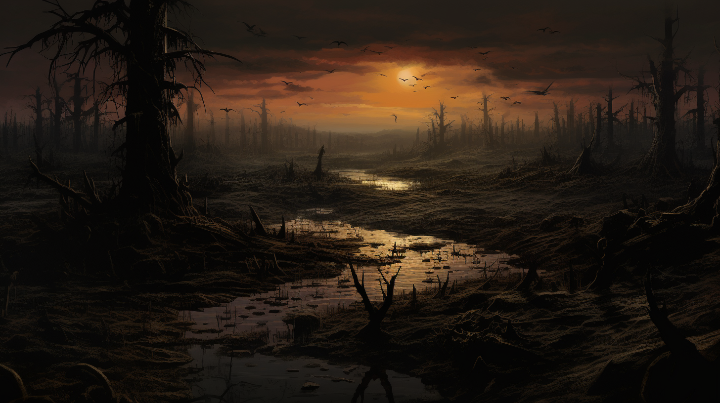 Mysterious dark fantasy swamp landscape