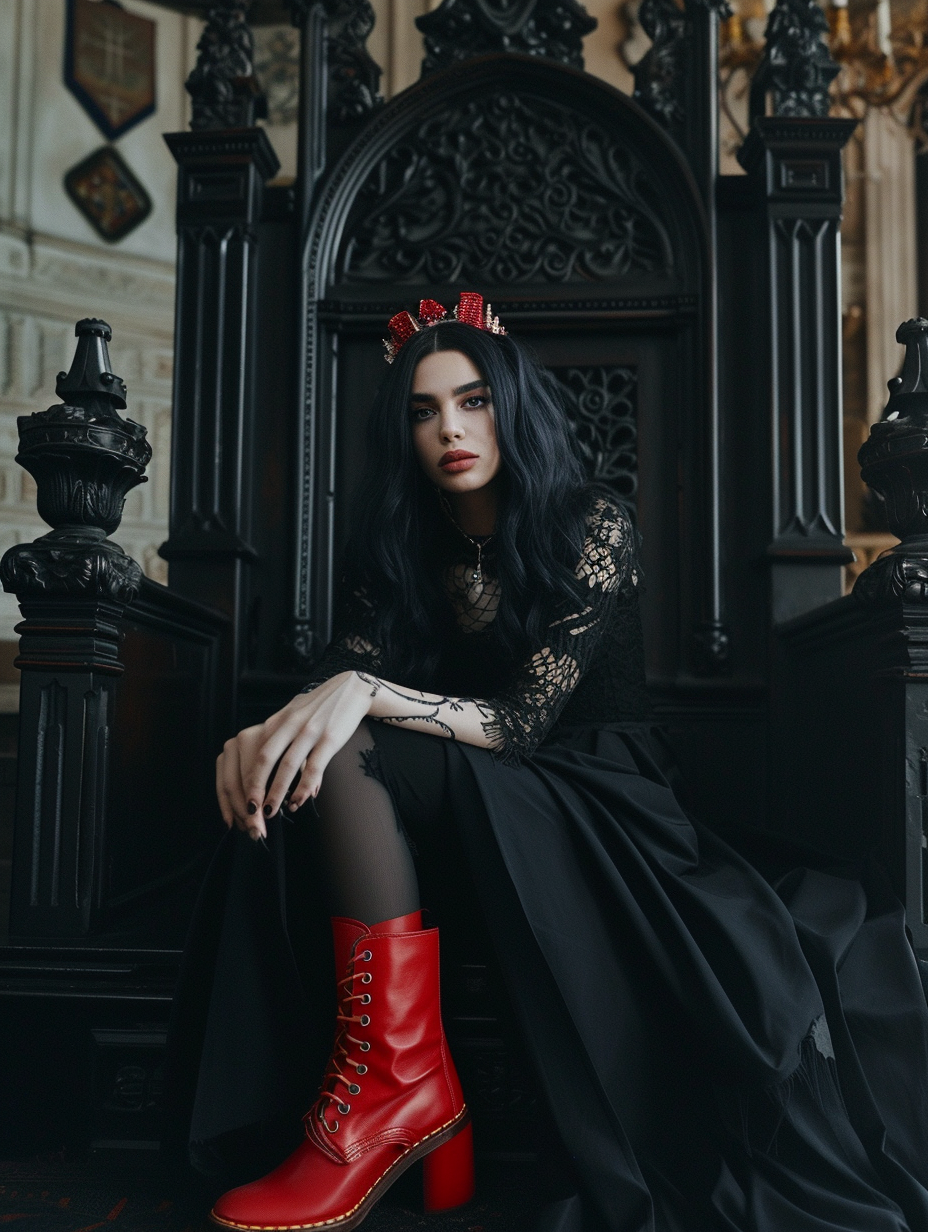 Dua Lipa wearing goth attire