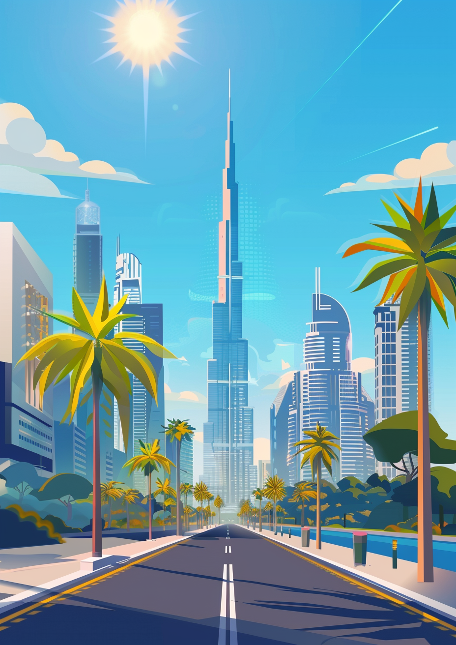 Modern Dubai Burj Khalifa Illustration