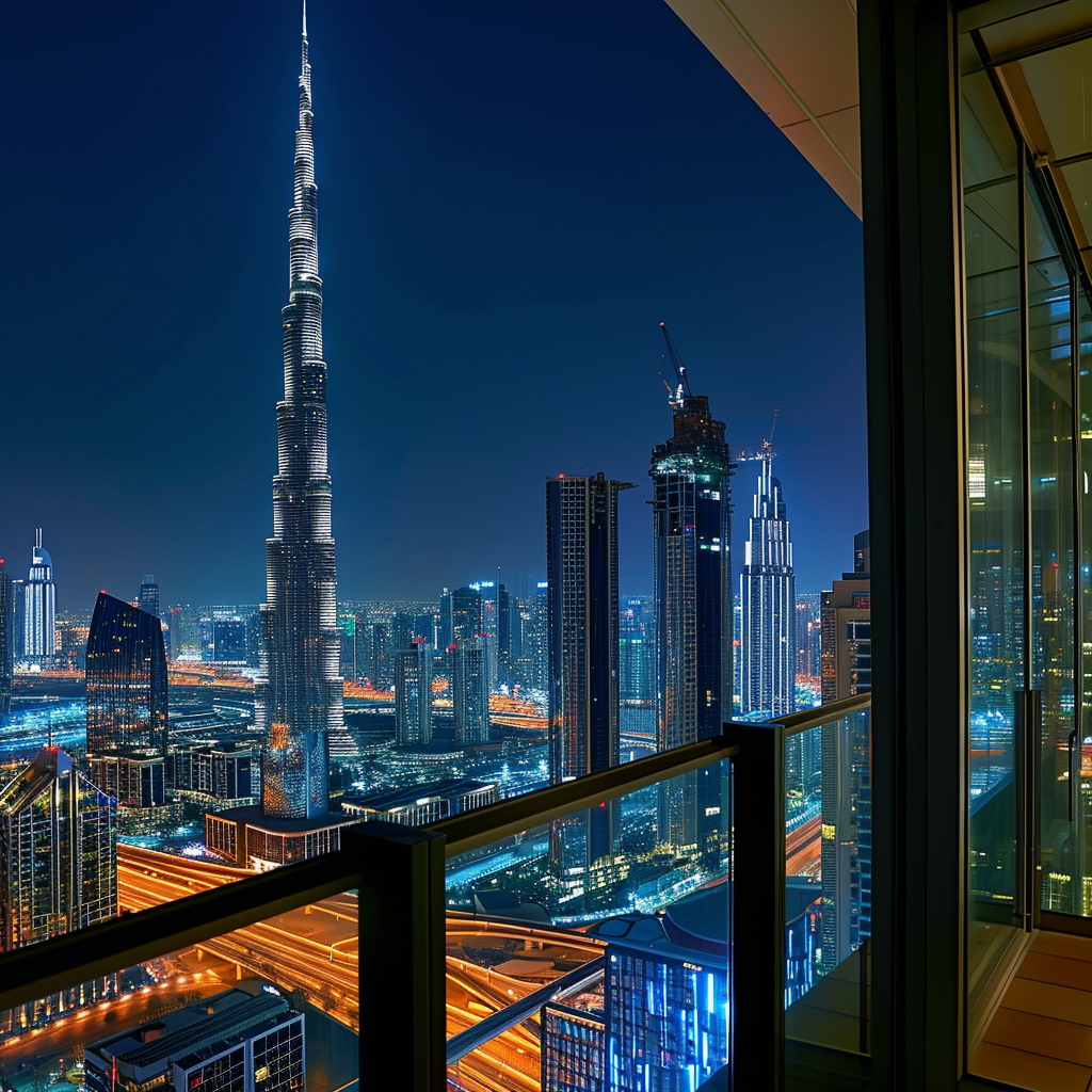 Dubai city skyline at night