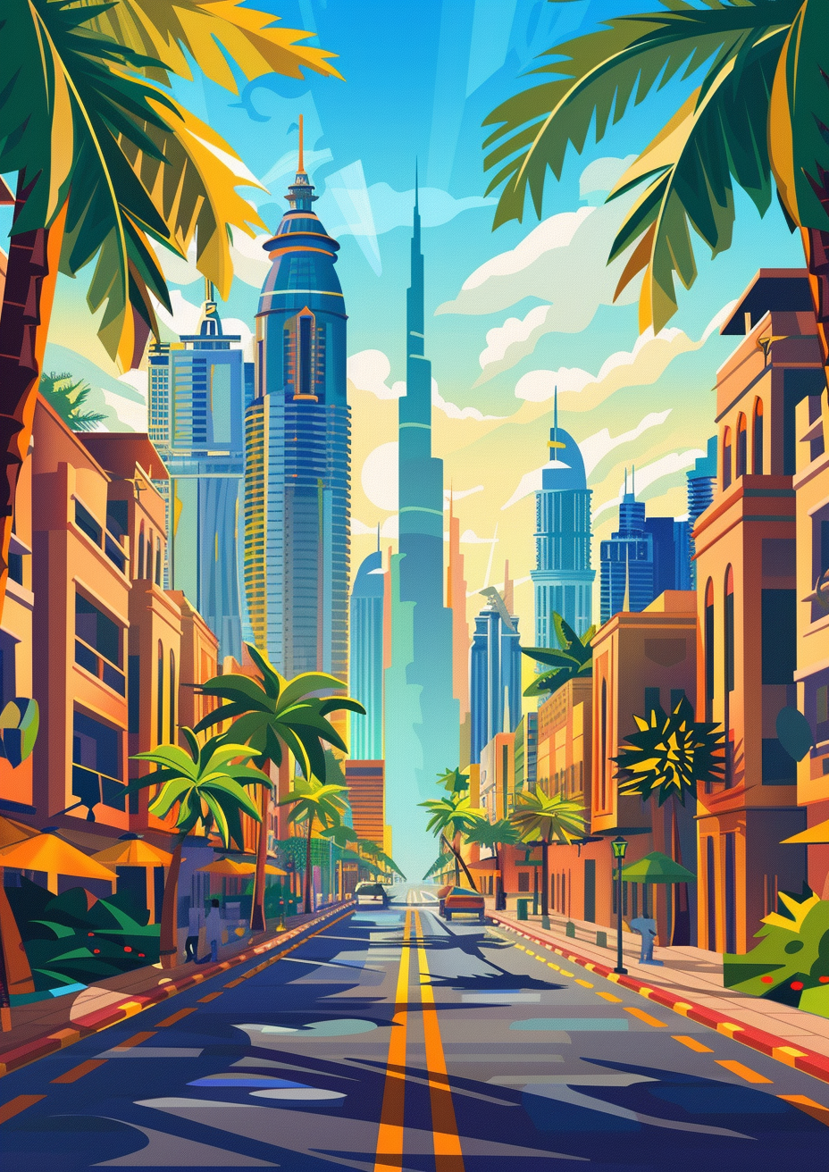 Dubai downtown sunny day vector