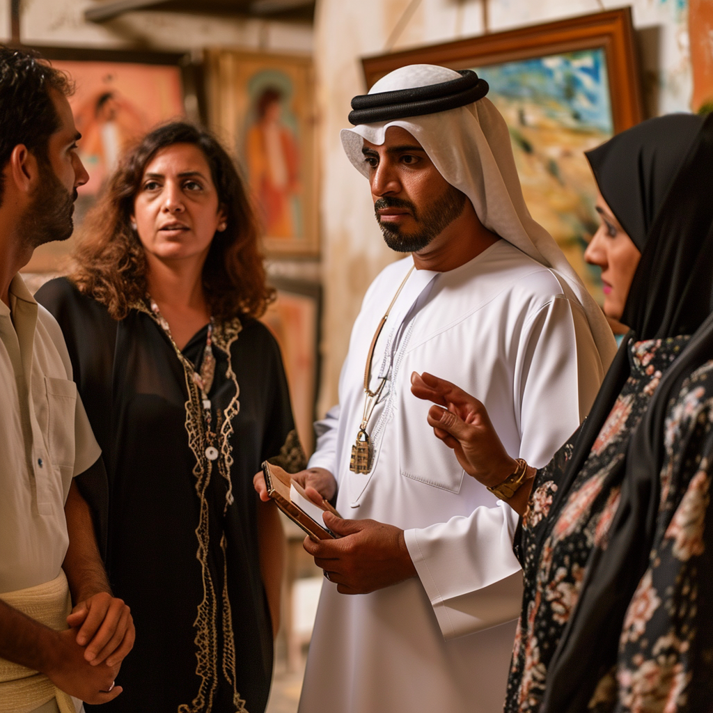 Group of Dubai expats at artist's atelier