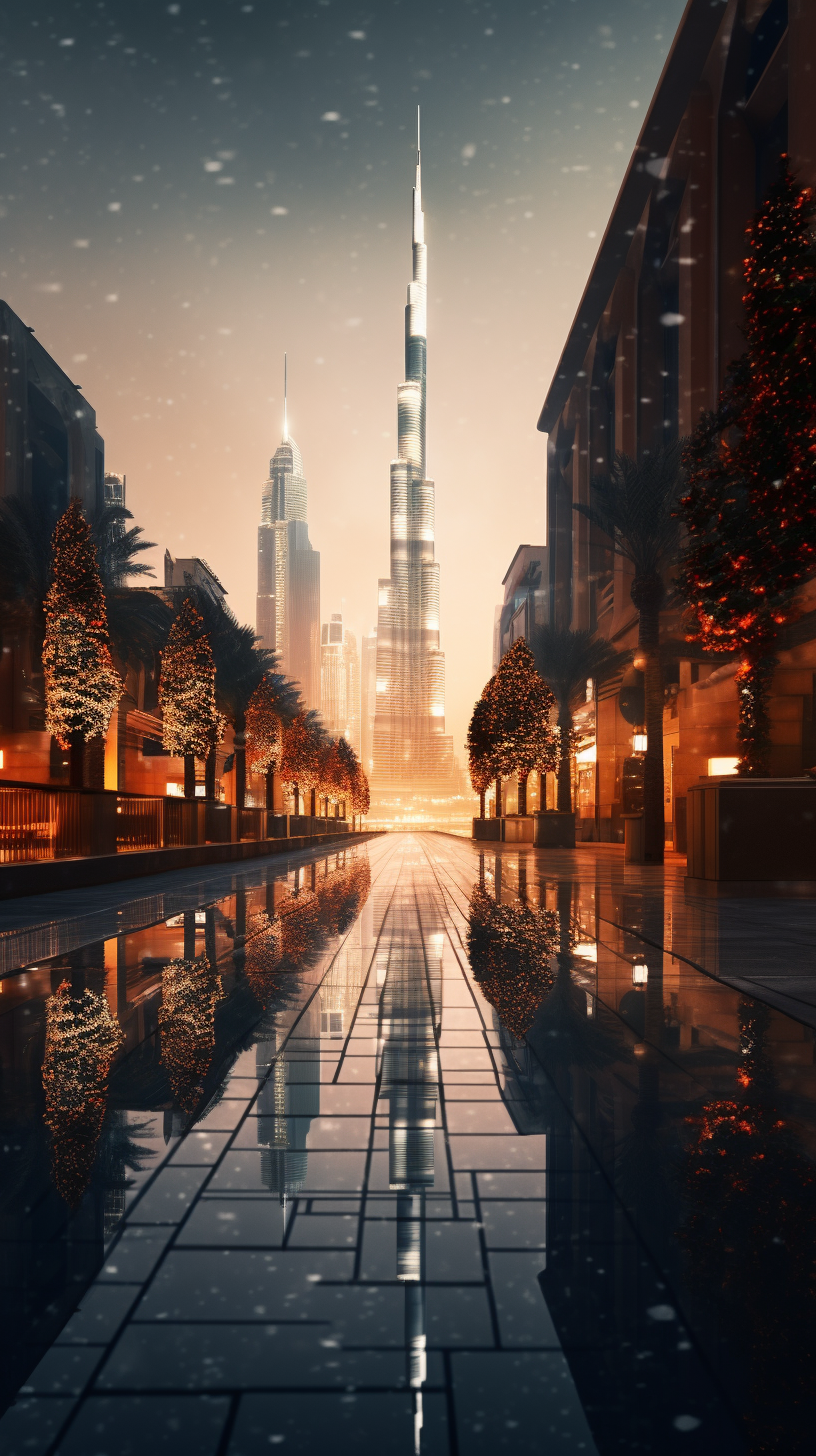 Digital art inspired Christmas scene in Dubai