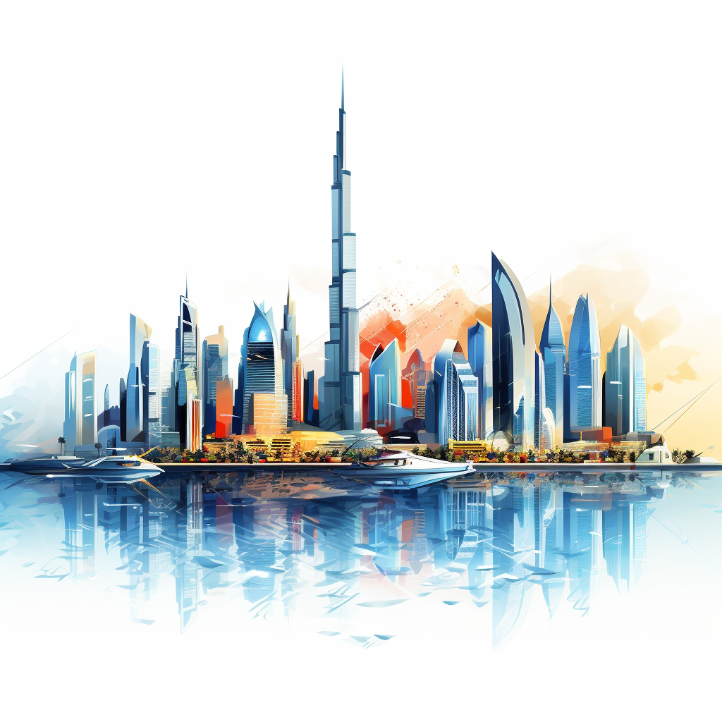 Dubai city vector on white background