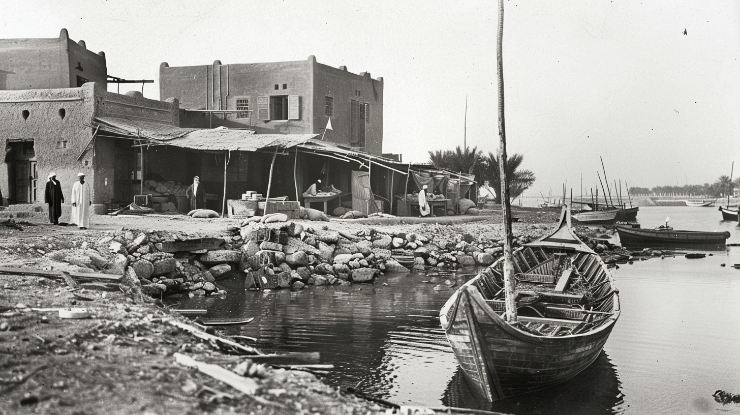 Dubai Coastal Town Scene Historical