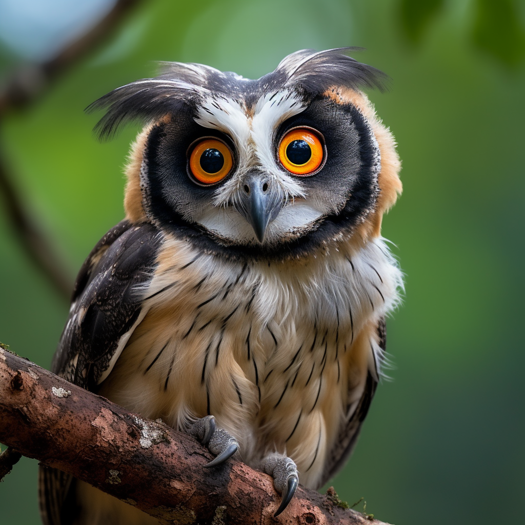 Colorful Duck-Faced Owl-Tanager Photograph