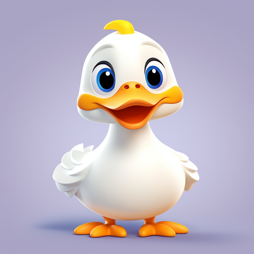 Playful duck in Pixar cartoon style