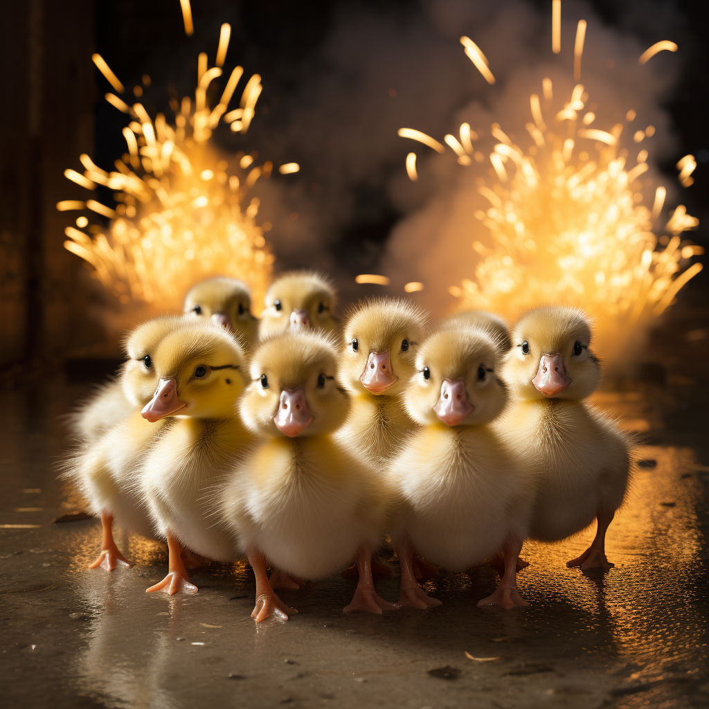 Adorable ducklings mastering explosives