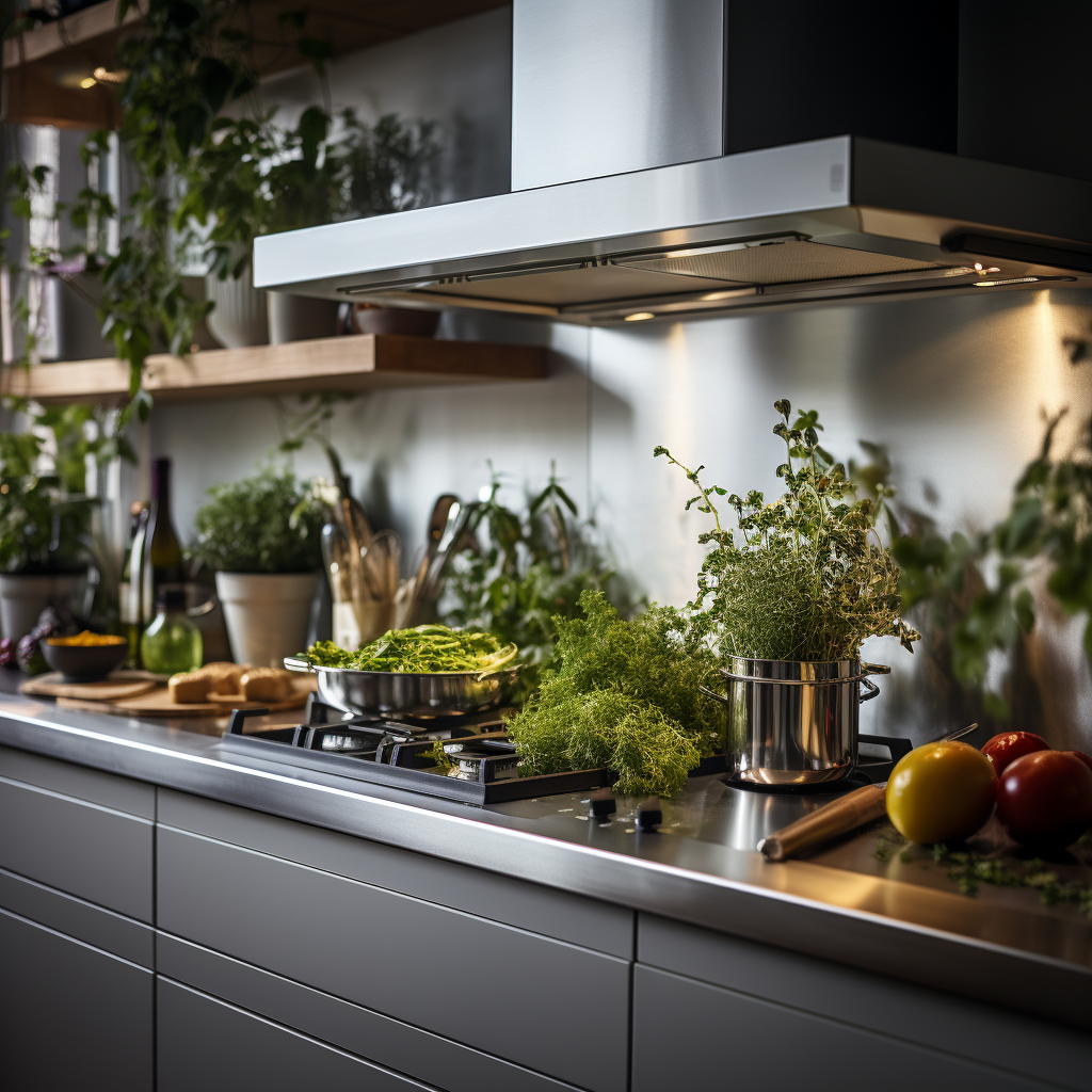 sleek silver stove vent hood