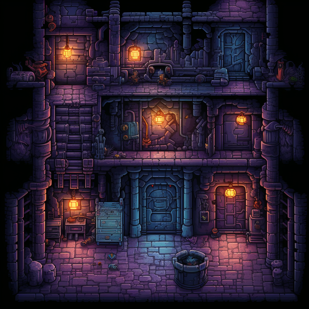 Dungeon Crawler Scene Pixel Art