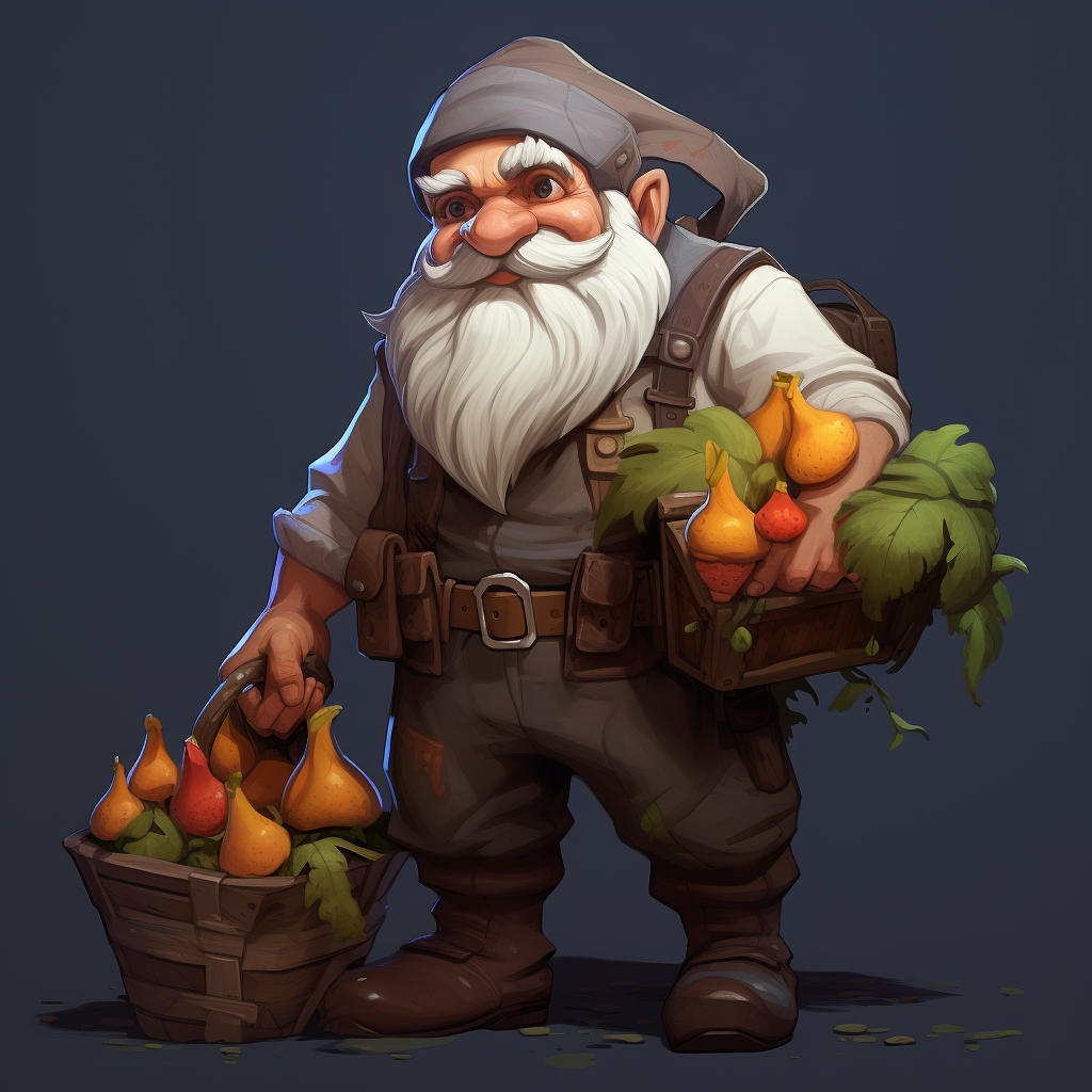 Gnome farmer in Dungeons and Dragons style