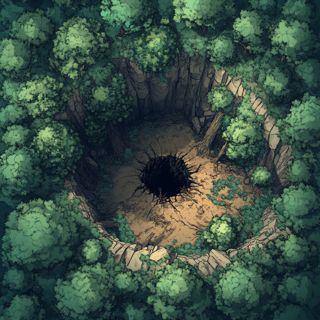 Meteorite Crater Cave Forest Map