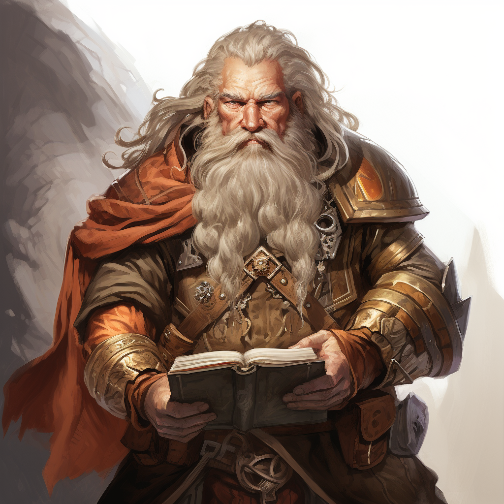 Dungeons and Dragons dwarf acolyte in religious attire