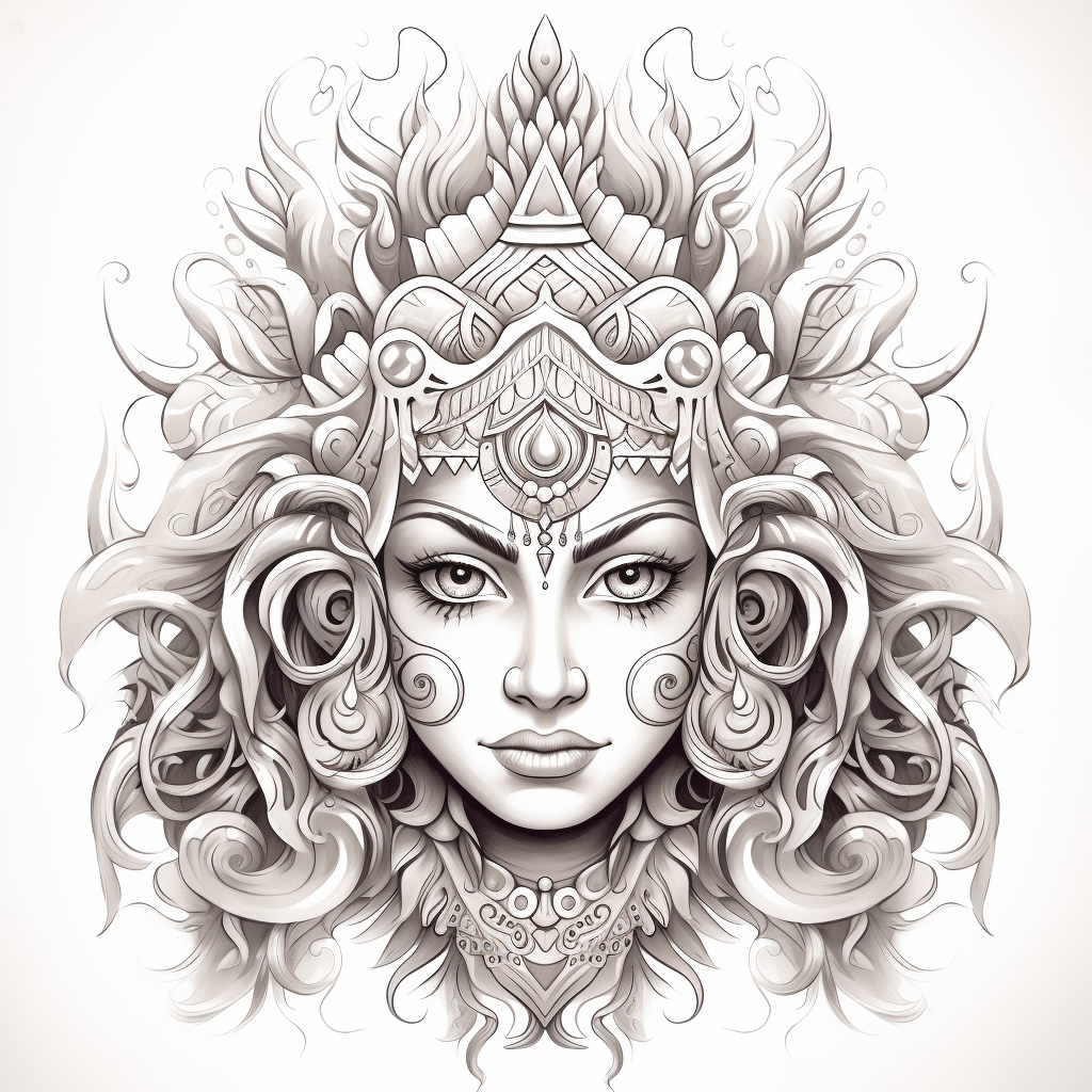 Divine Durga Mata Face Illustration