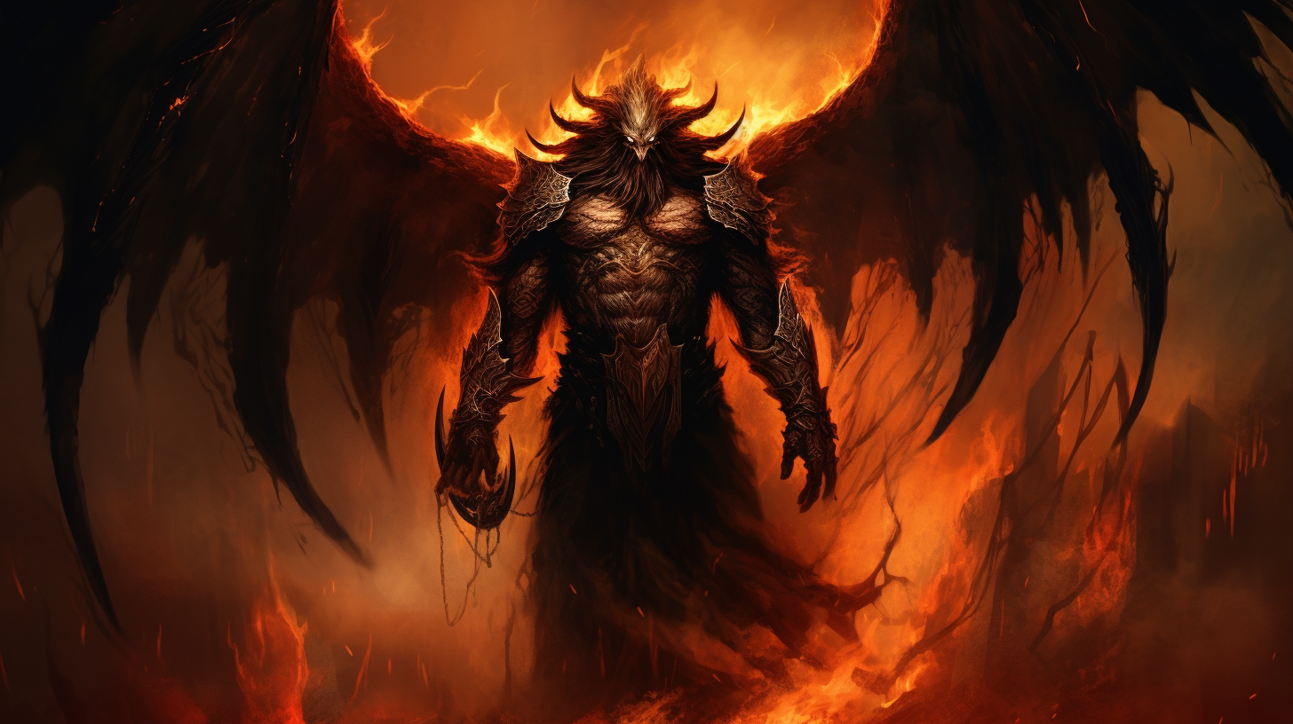 Demon of Might with shadow and fire