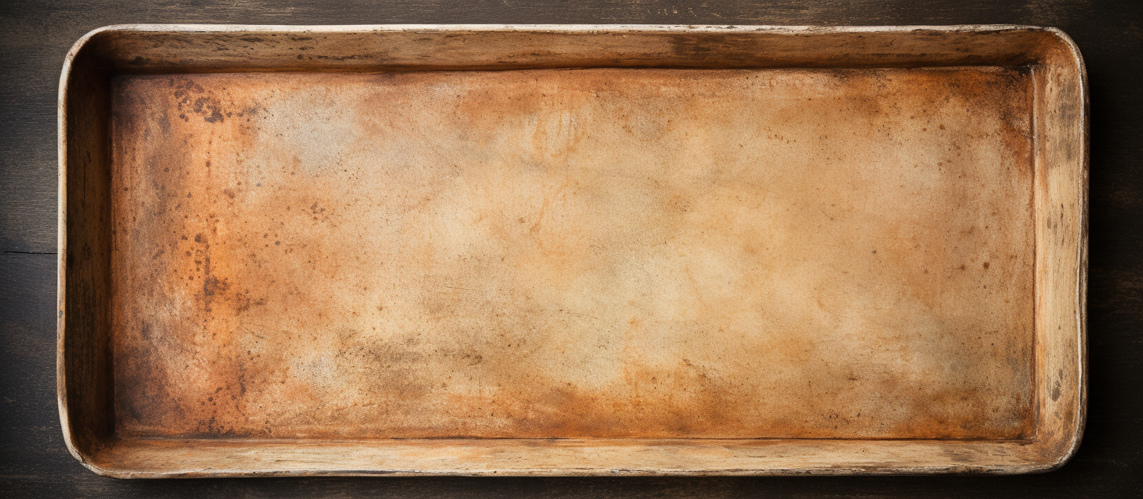 Top view of dust-covered clay tray