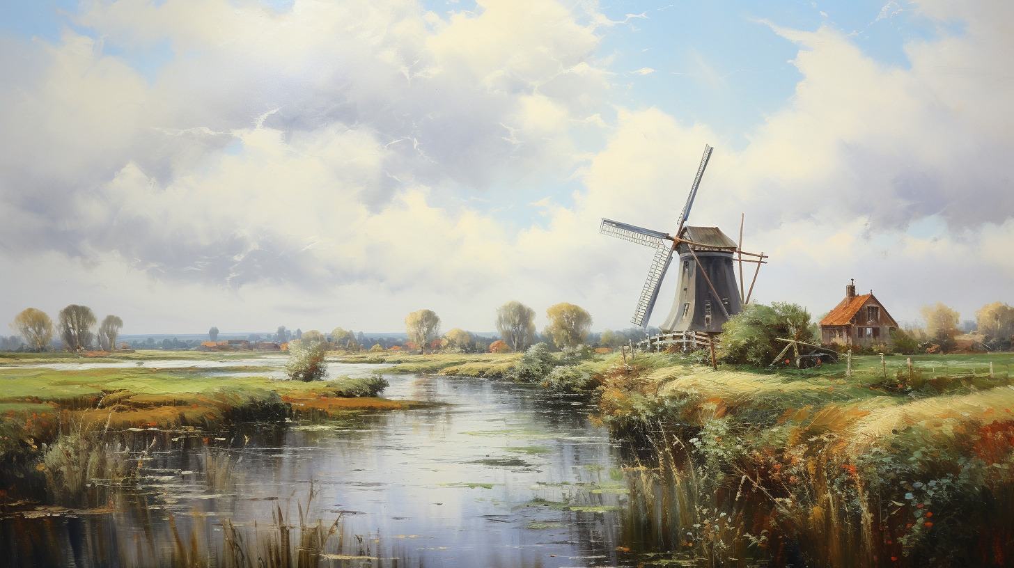 Scenic Dutch landscape with beautiful countryside